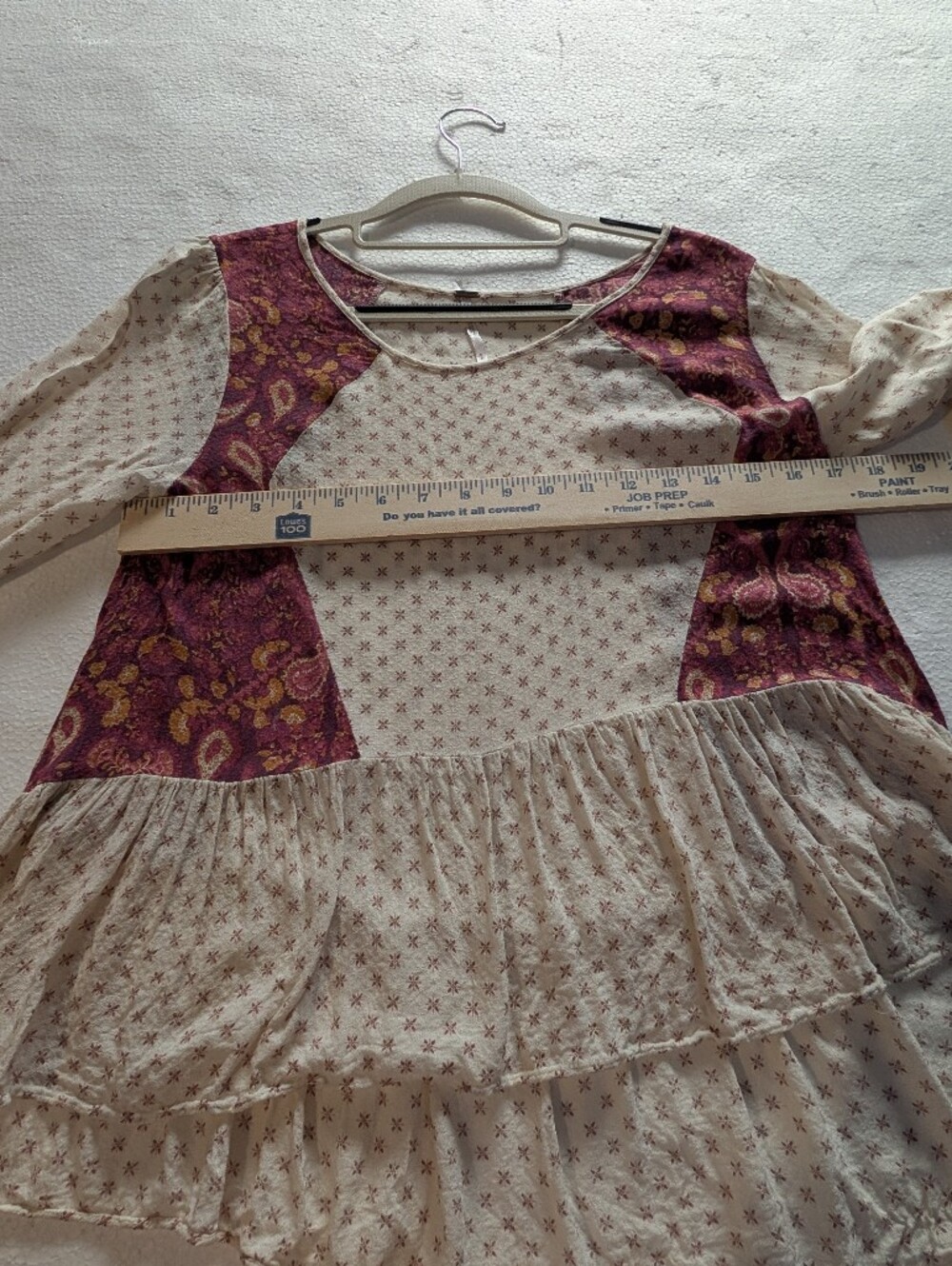 Free People Patchwork Floral Paisley Babydoll Peplum Top Size Large - Picture 9 of 13